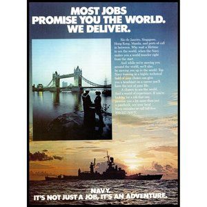 1985 US Navy Recruiter Recruitment Vintage Print Ad See the World Wall Art Photo